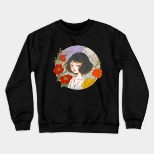 Dreaming Girl Illustration Crewneck Sweatshirt